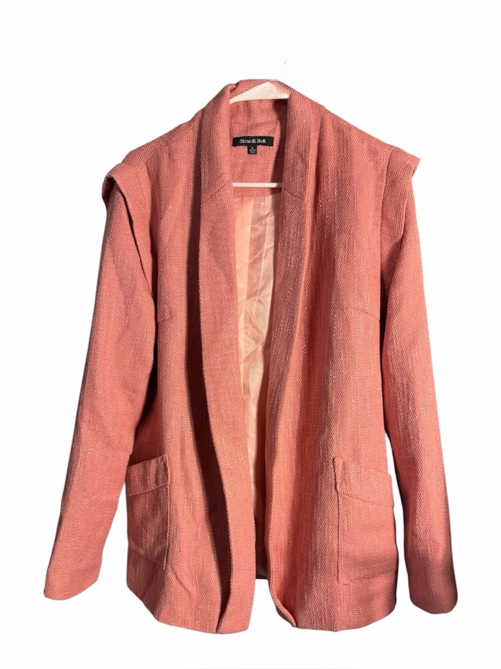 Women's Coral Pink Open Blazer Jacket